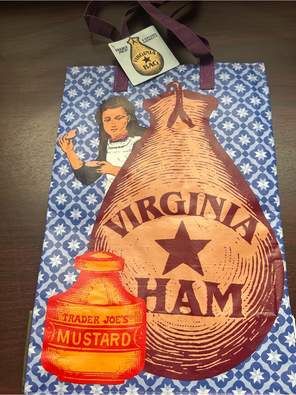 Trader Joe’s Virginia Ham Graphic Tote with Mustard Illustration